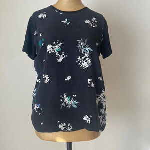 PROENZA Schouler silk and cotton t shirt lined front black and white floral